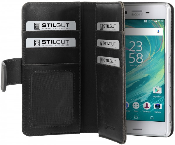 StilGut - Custodia Sony Xperia X Performance Talis XL con tasca per carte