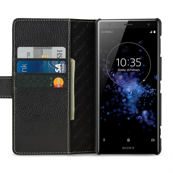 StilGut - Custodia Sony Xperia XZ2 Talis con tasca per carte