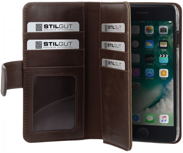 StilGut - Custodia iPhone 8 Talis XL con tasca per carte