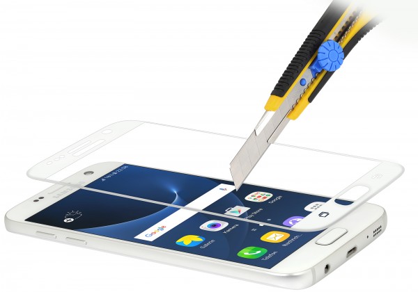 StilGut - Pellicola vetro curvo 3D Samsung Galaxy S7 bordo bianco