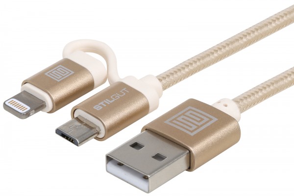 StilGut - 2-in-1 cavo Lightning & Micro-USB (certificato MFi Apple)