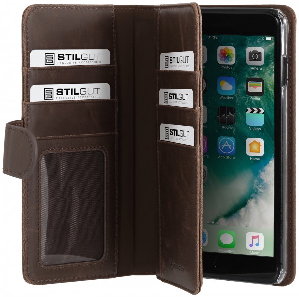 StilGut - Custodia iPhone 8 Plus Talis XL con tasca per carte