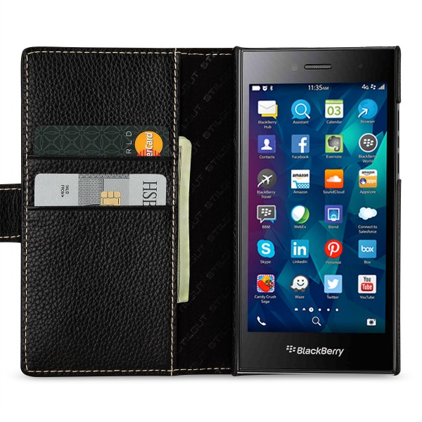 StilGut - Custodia BlackBerry Leap Talis con tasca per carte